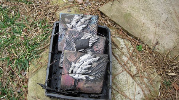 Raku Tiles fresh out of the firing process